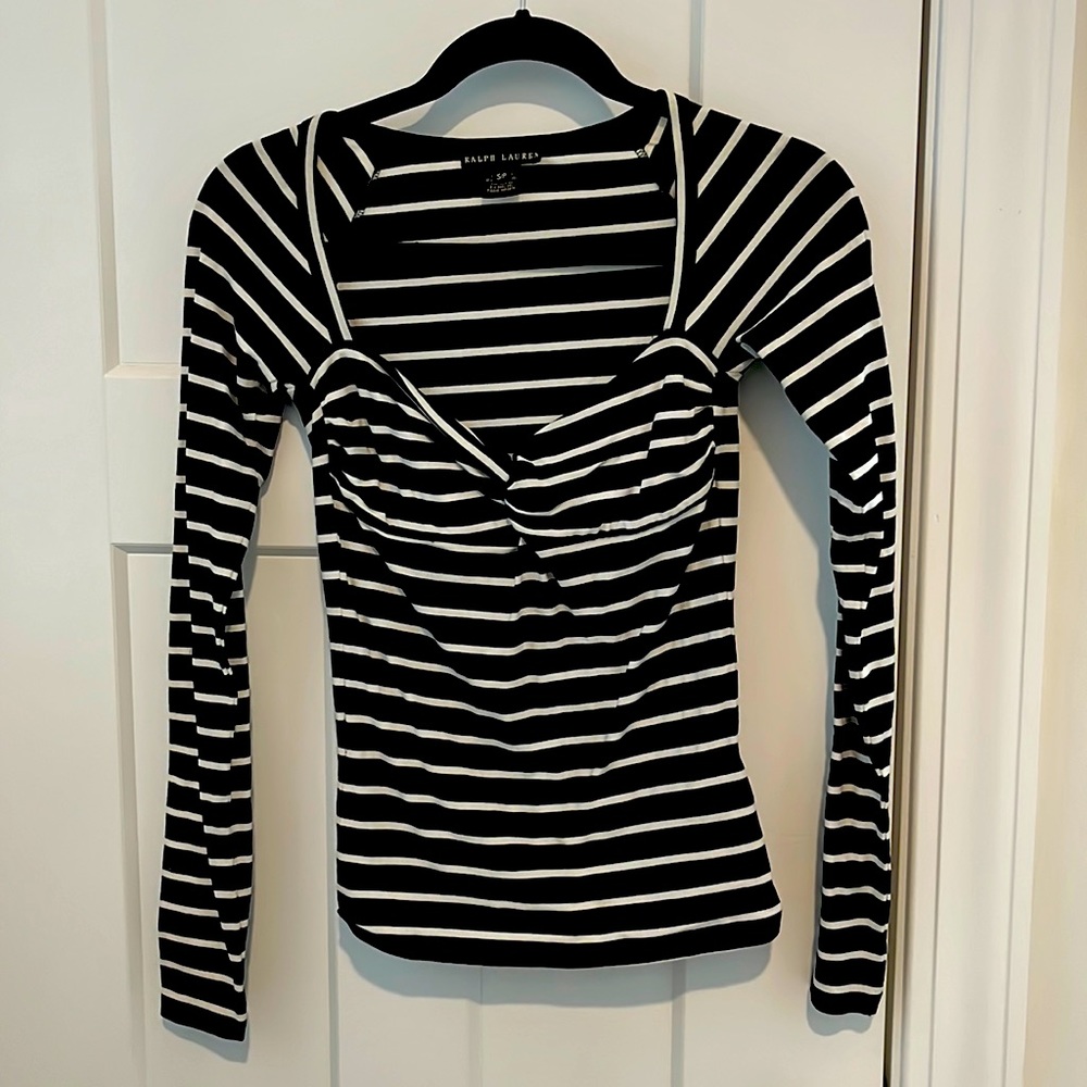 Ralph Lauren black and white stripe top- sz S/P